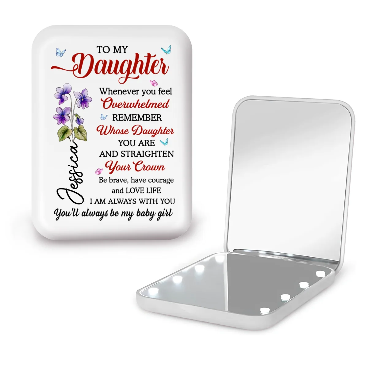 Be Brave - Personalized Custom LED Pocket Mirror - Image 10