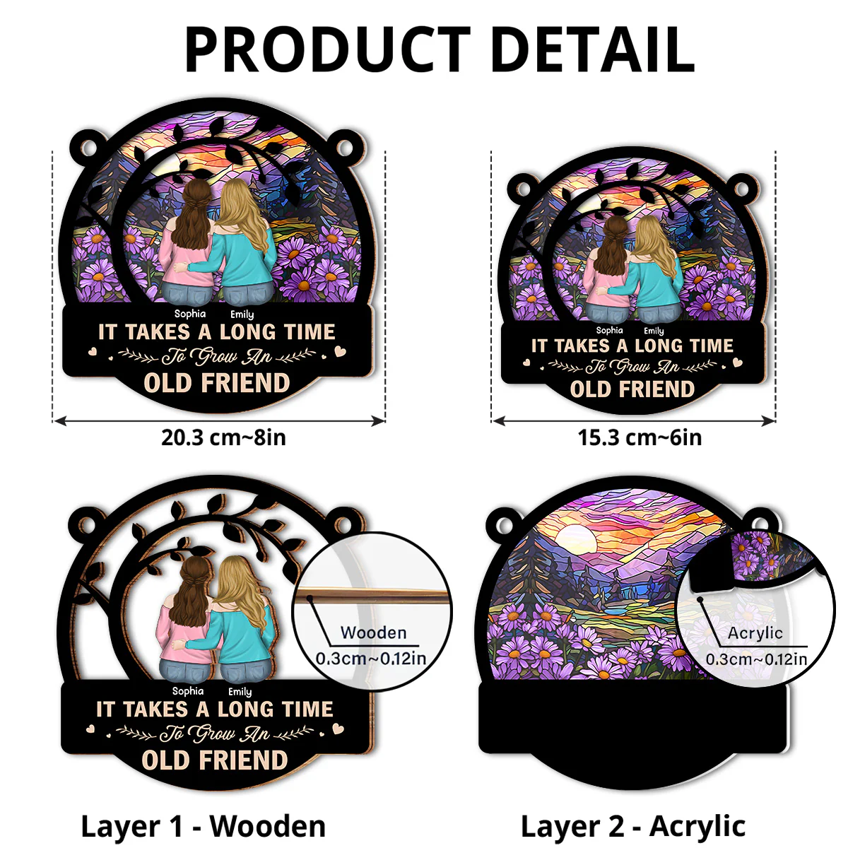Be Friend Until We Are Old - Personalized Custom Suncatcher - Image 5