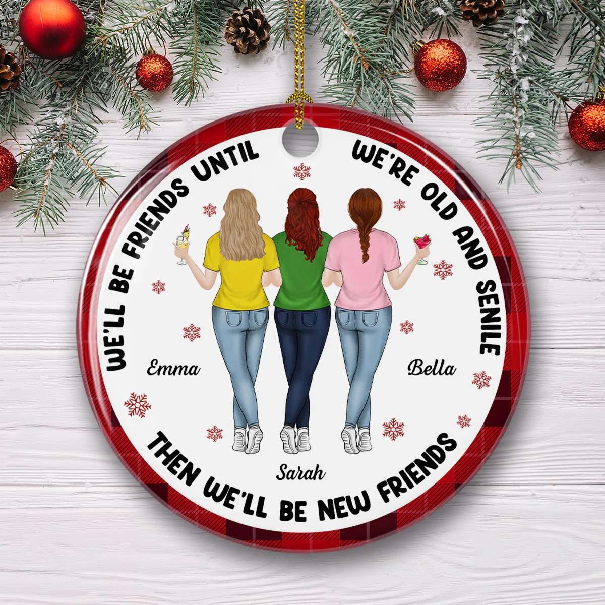 Be Friends Forever - Personalized Custom Ceramic Ornament - Image 3