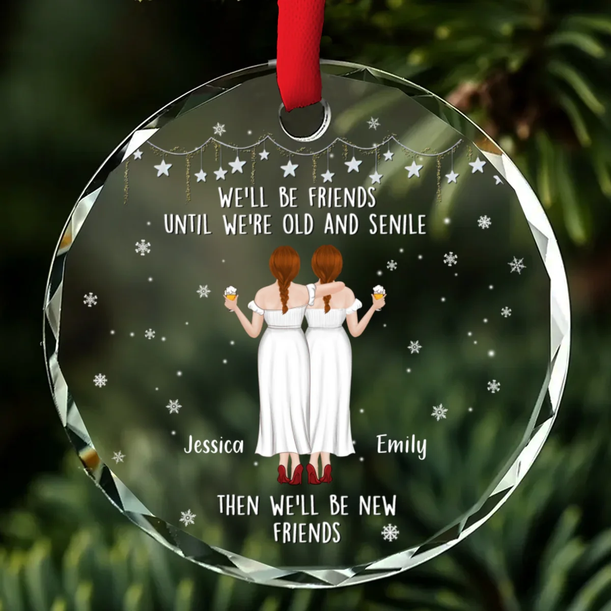 Be Friends Until We Are Old - Personalized Custom Glass Ornament - Image 6