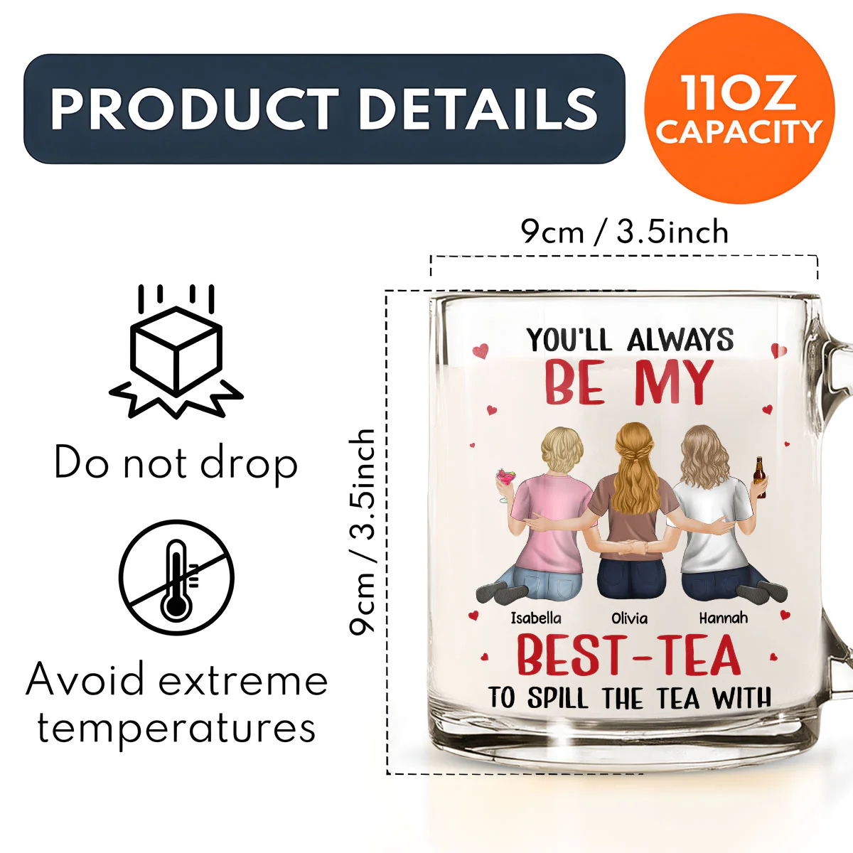 Be My Best Tea - Personalized Custom Glass Mug - Image 4