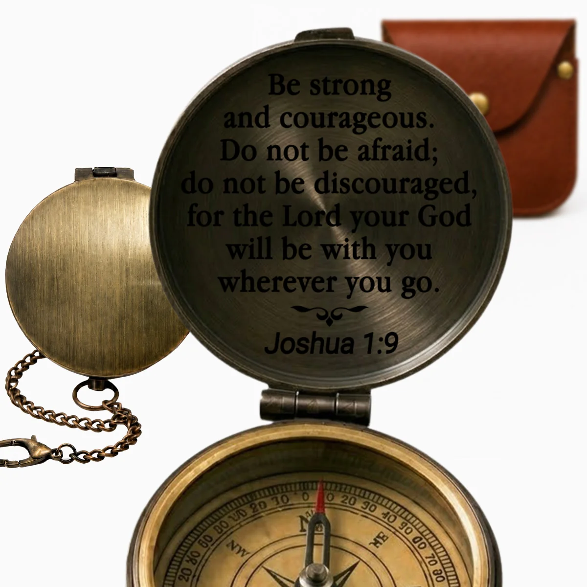 Be Strong And Courageous - Personalized Custom Pocket Compass - Image 10