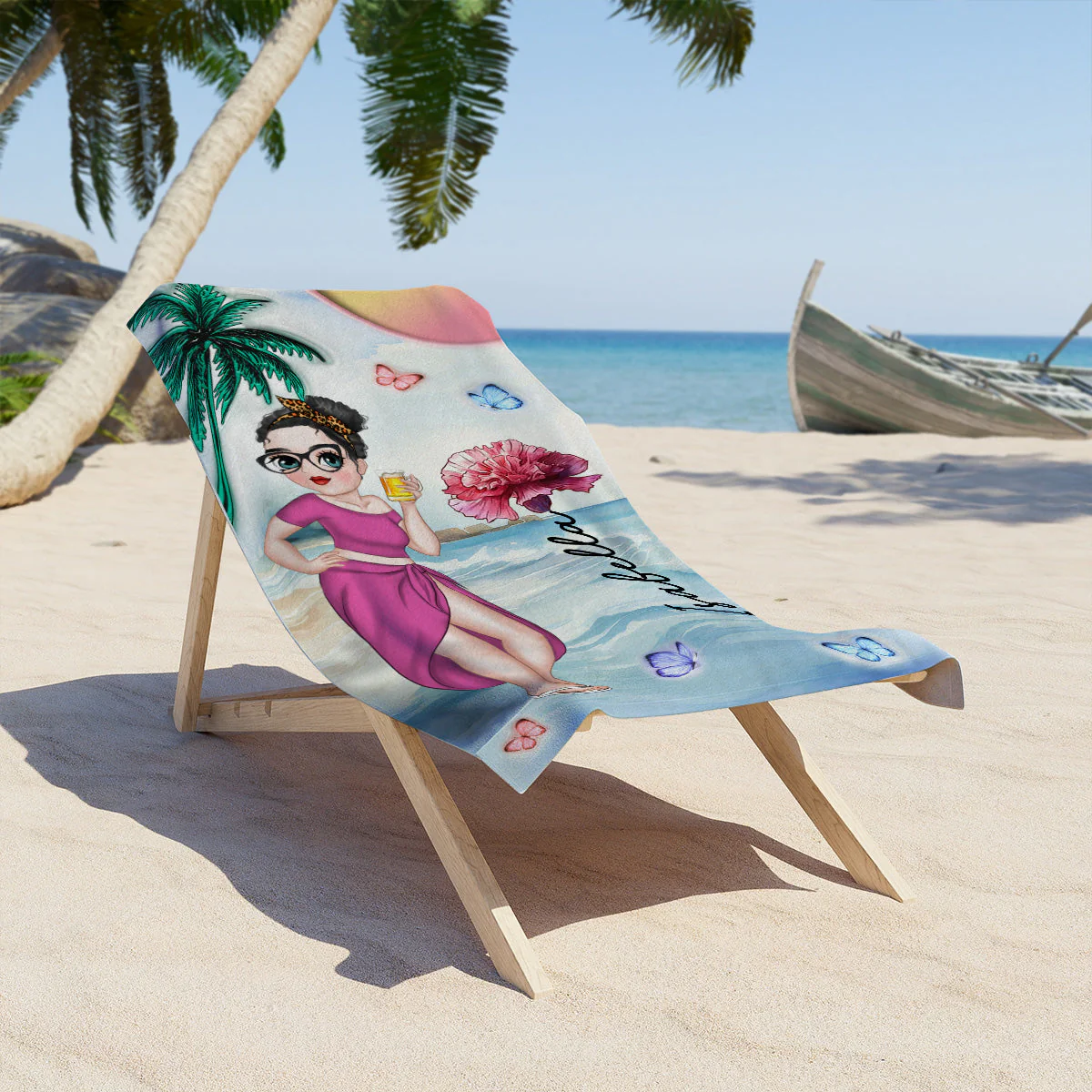 Beach And Flower - Personalized Custom 3D Inflated Effect Beach Towel - Image 5
