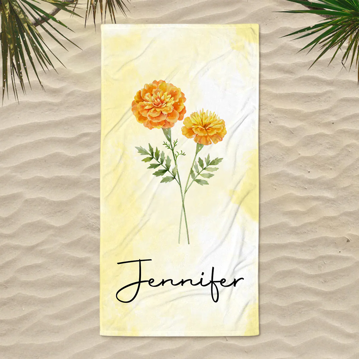 Beach Flower -  Personalized Custom Beach Towel - Image 2