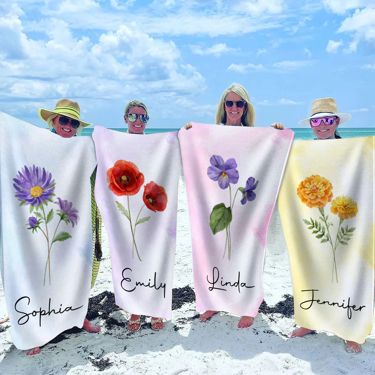 Beach Flower -  Personalized Custom Beach Towel - Image 4
