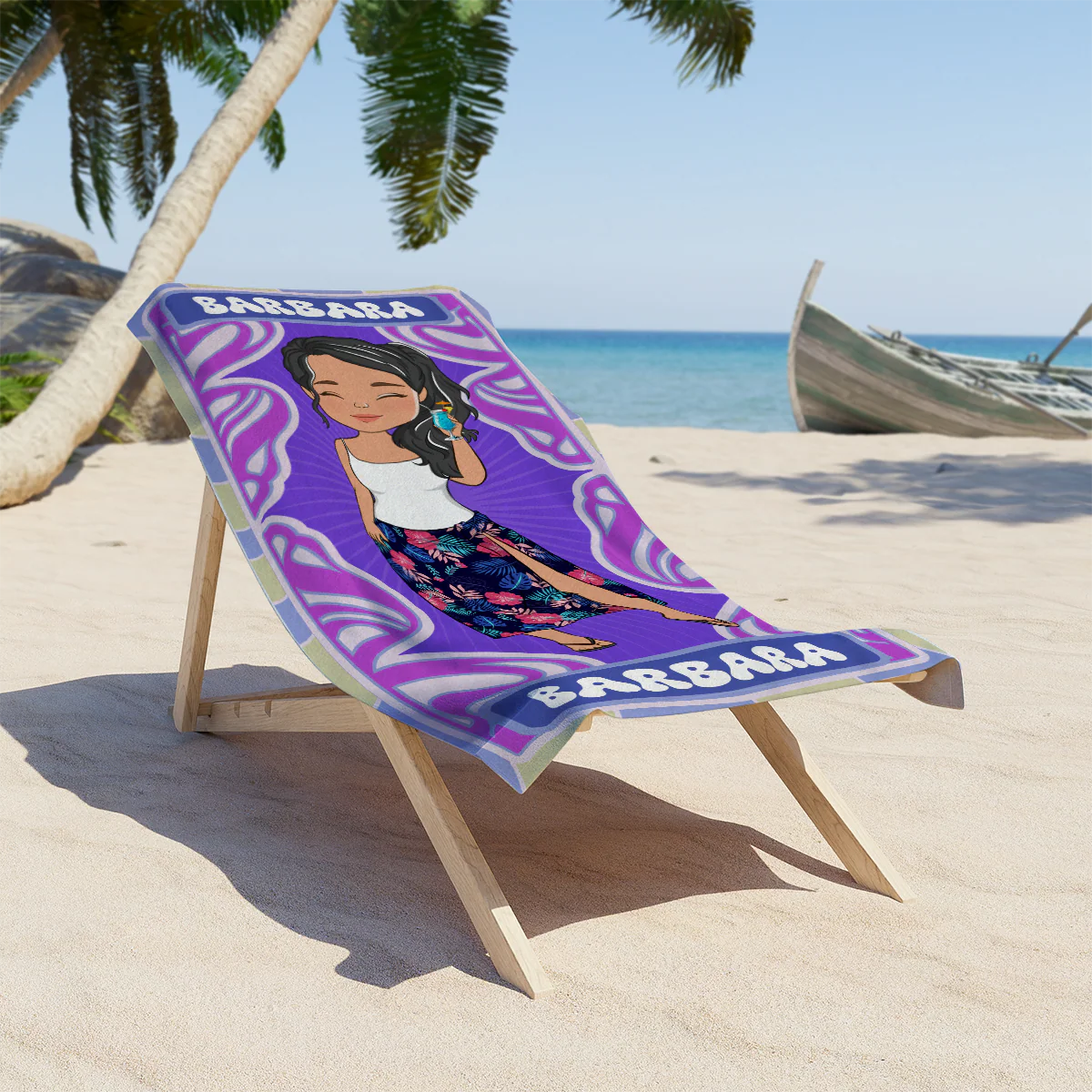 Beach Girl - Personalized Custom Beach Towel - Image 3