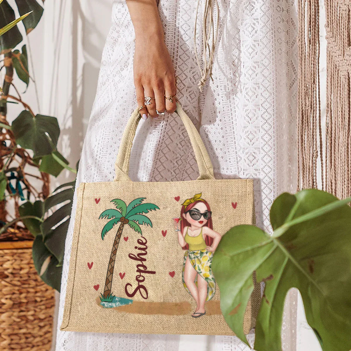 Beach Is Calling - Personalized Custom Jute Tote Bag - Image 2