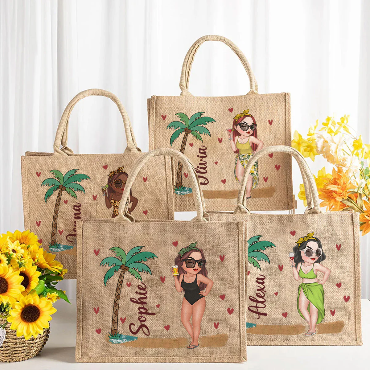 Beach Is Calling - Personalized Custom Jute Tote Bag - Image 6