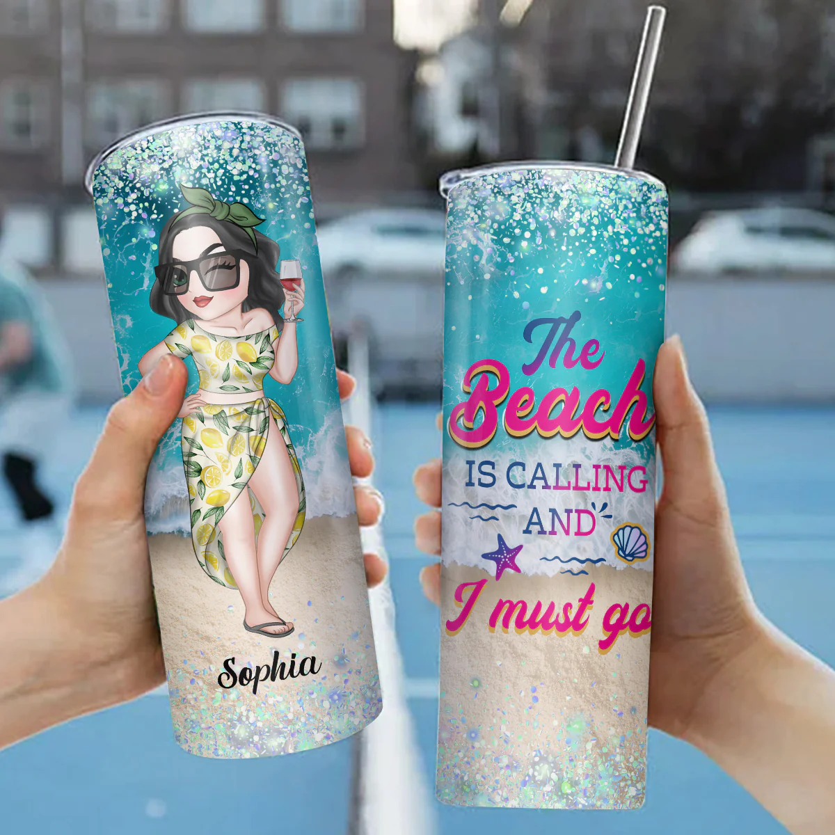Beach Is Calling - Personalized Custom Skinny Tumbler - Image 3