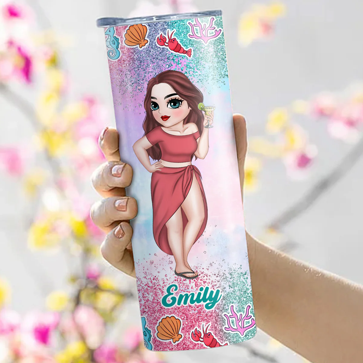Beach Lover - Personalized Custom Skinny Tumbler - Image 3