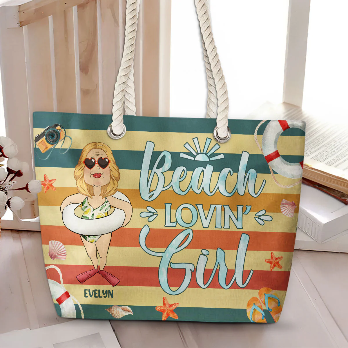 Beach Lovin Girl - Personalized Beach Bag - Image 3