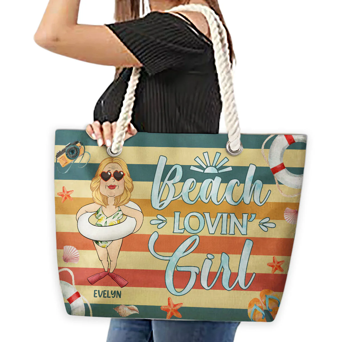 Beach Lovin Girl - Personalized Beach Bag - Image 5