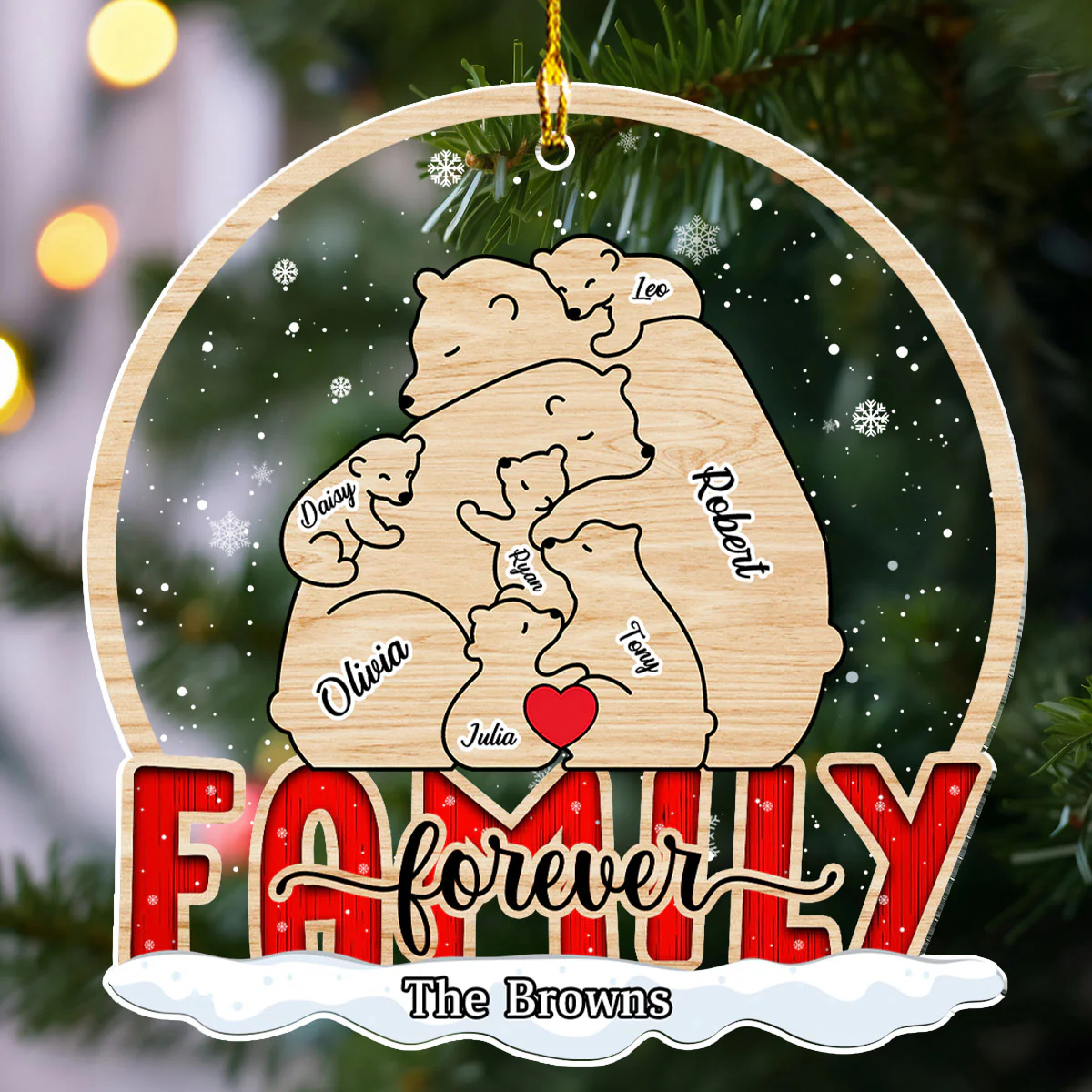 Bear Family - Personalized Custom Acrylic Ornament - Image 3