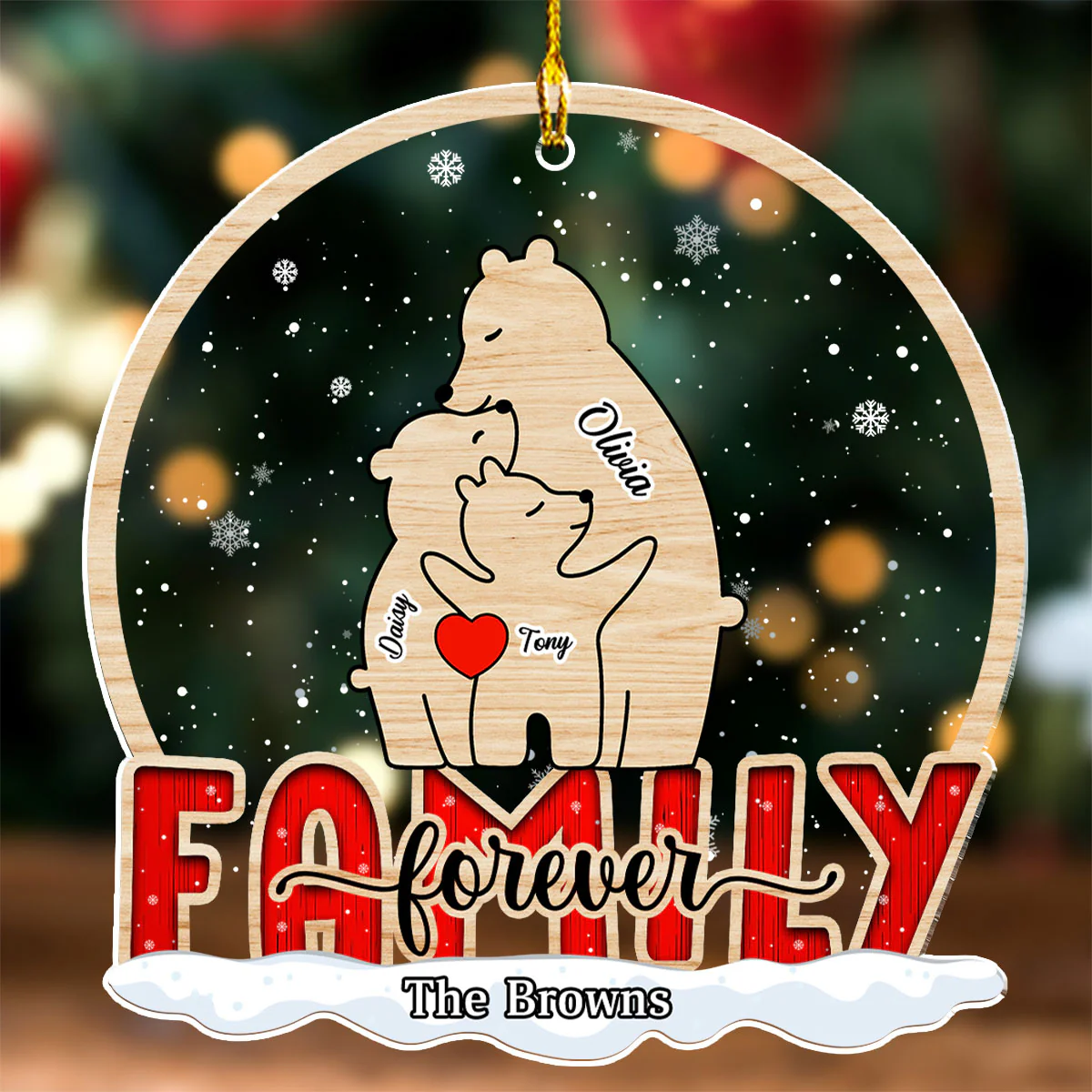 Bear Family - Personalized Custom Acrylic Ornament - Image 4