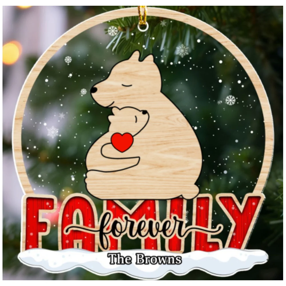 Bear Family - Personalized Custom Acrylic Ornament - Image 5