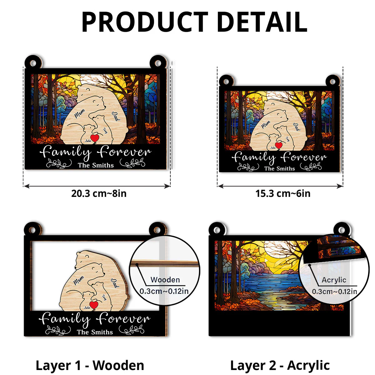 Bear Family - Personalized Custom Suncatcher - Image 5