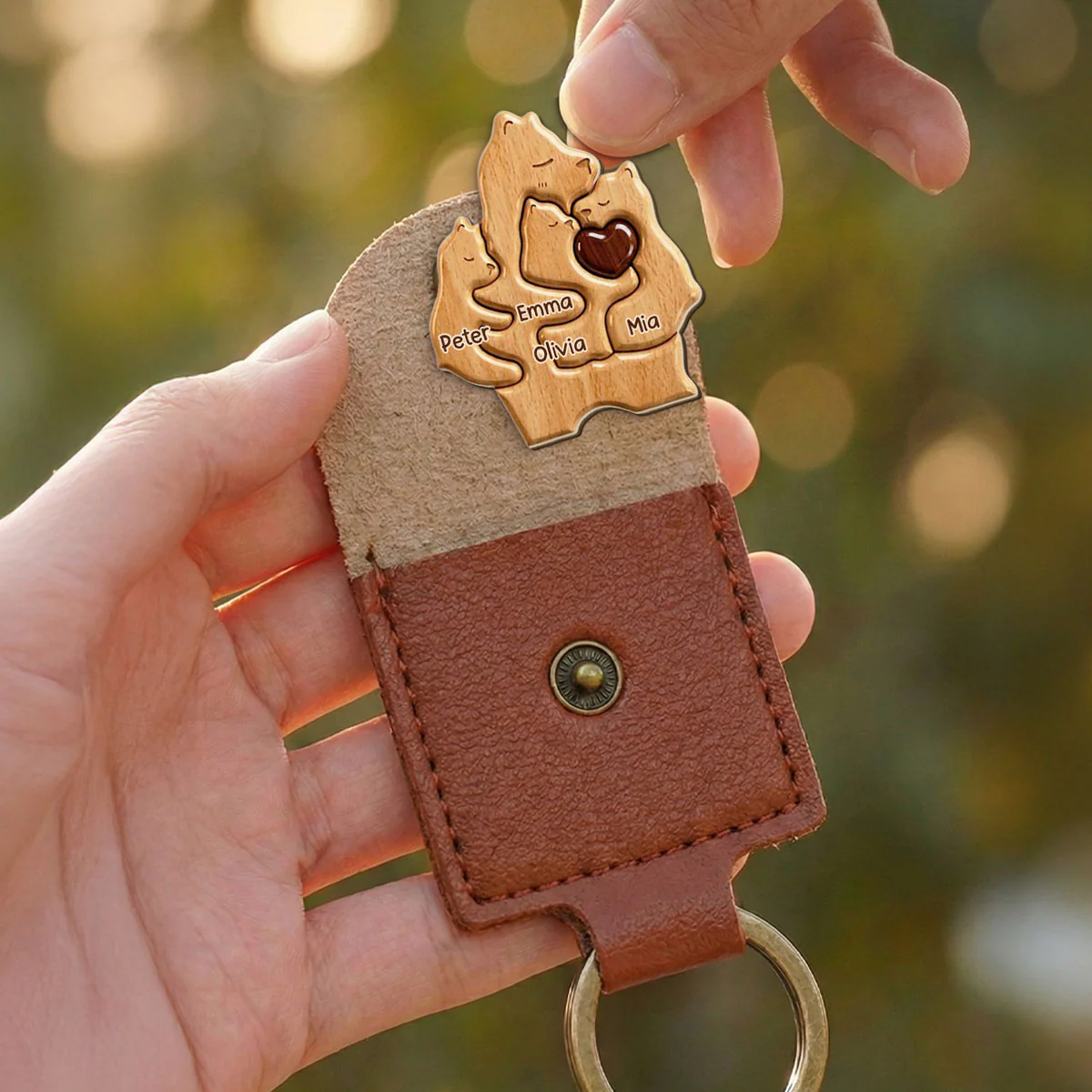 Bear Mom - Personalized Custom 3D Effect Wooden Pocket Hug - Image 2