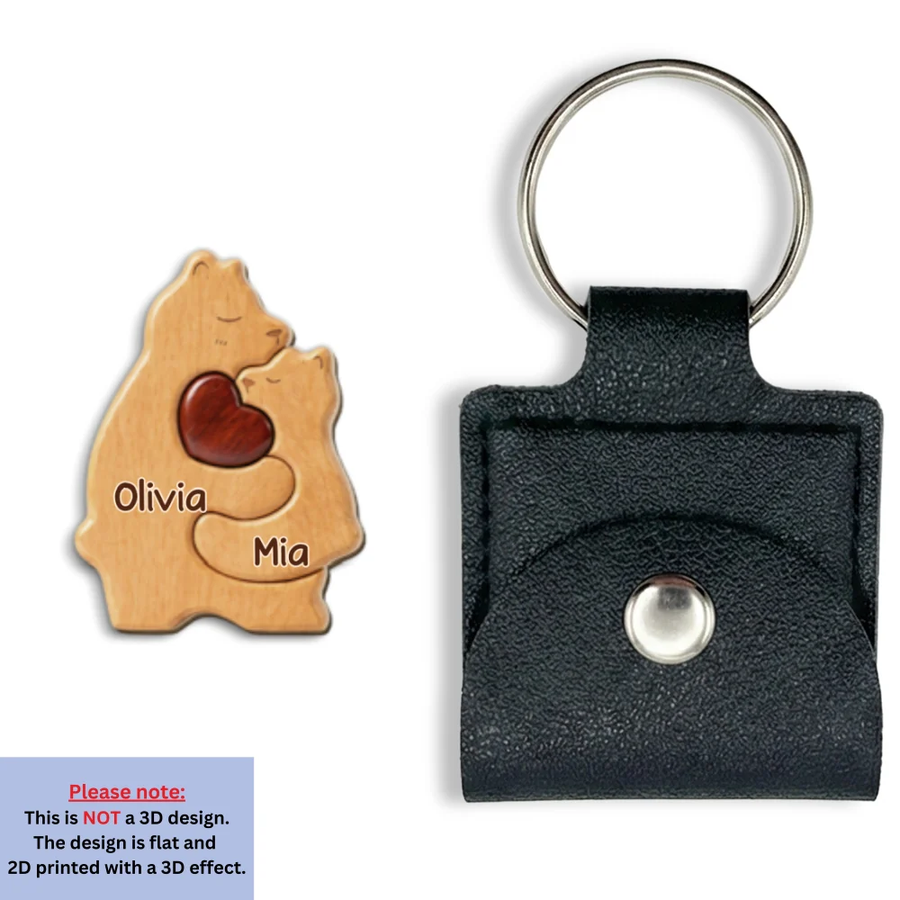 Bear Mom - Personalized Custom 3D Effect Wooden Pocket Hug - Image 7