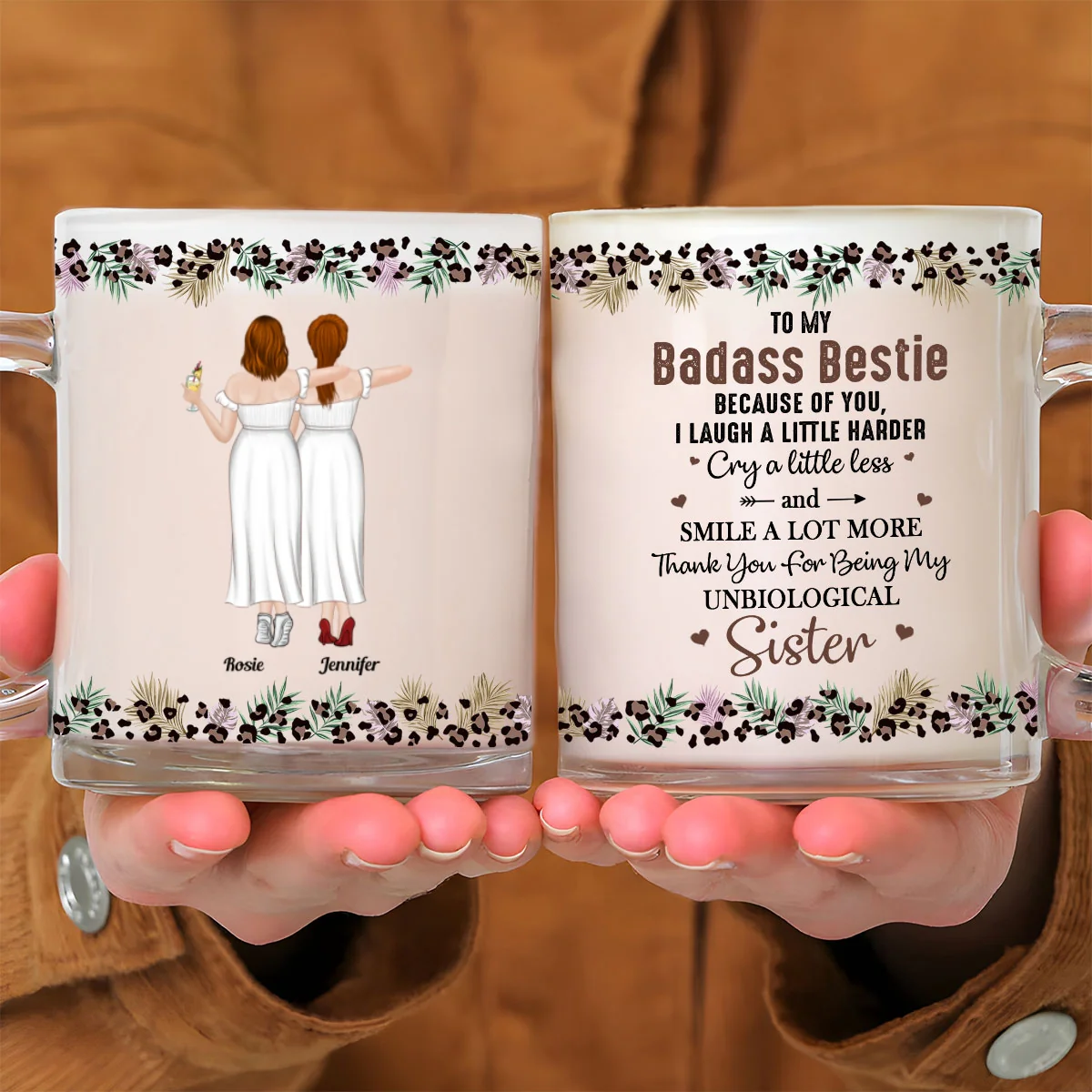 Beautiful Friendship - Personalized Custom Glass Mug - Image 6