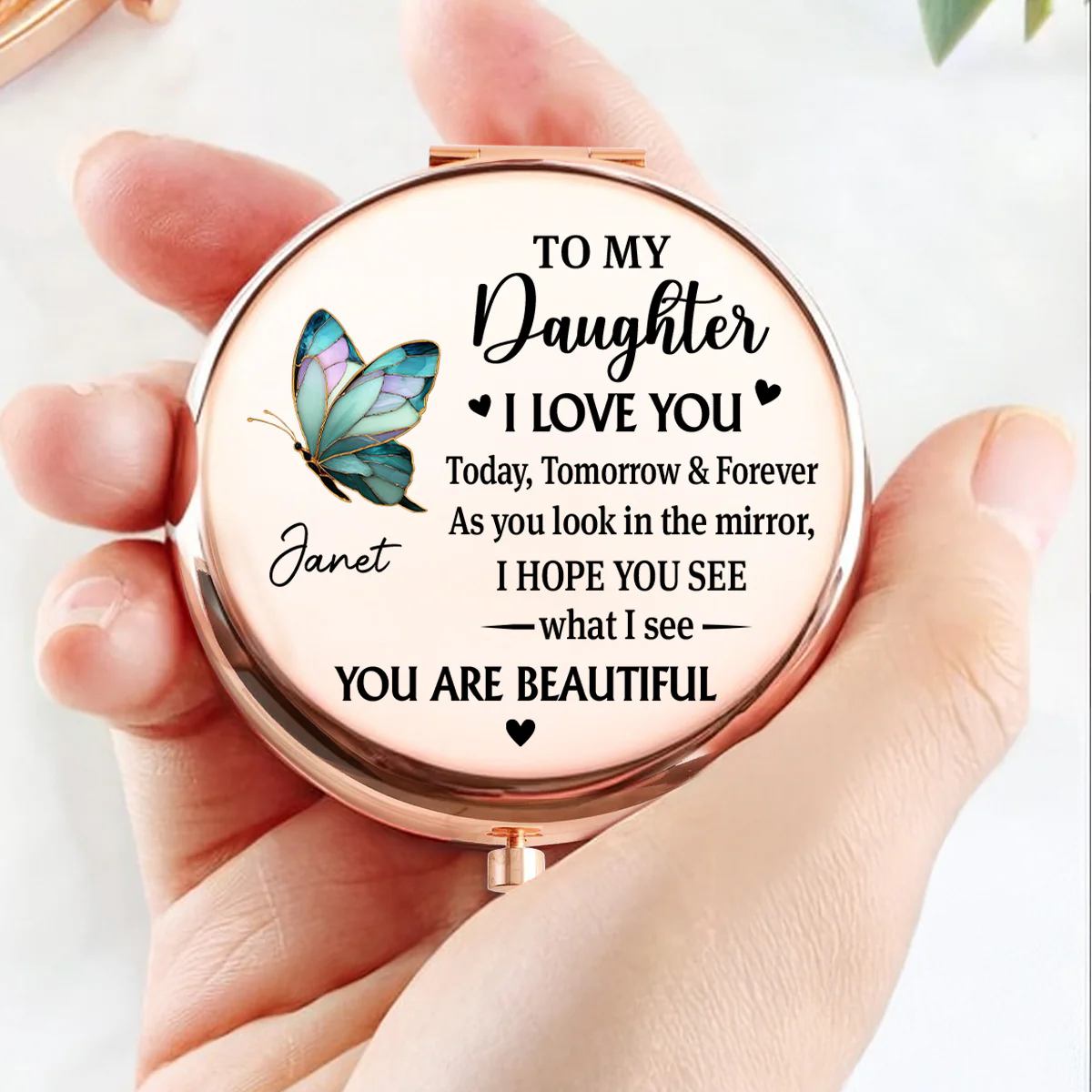 Beautiful Today And Always - Personalized Custom Compact Mirror - Image 4