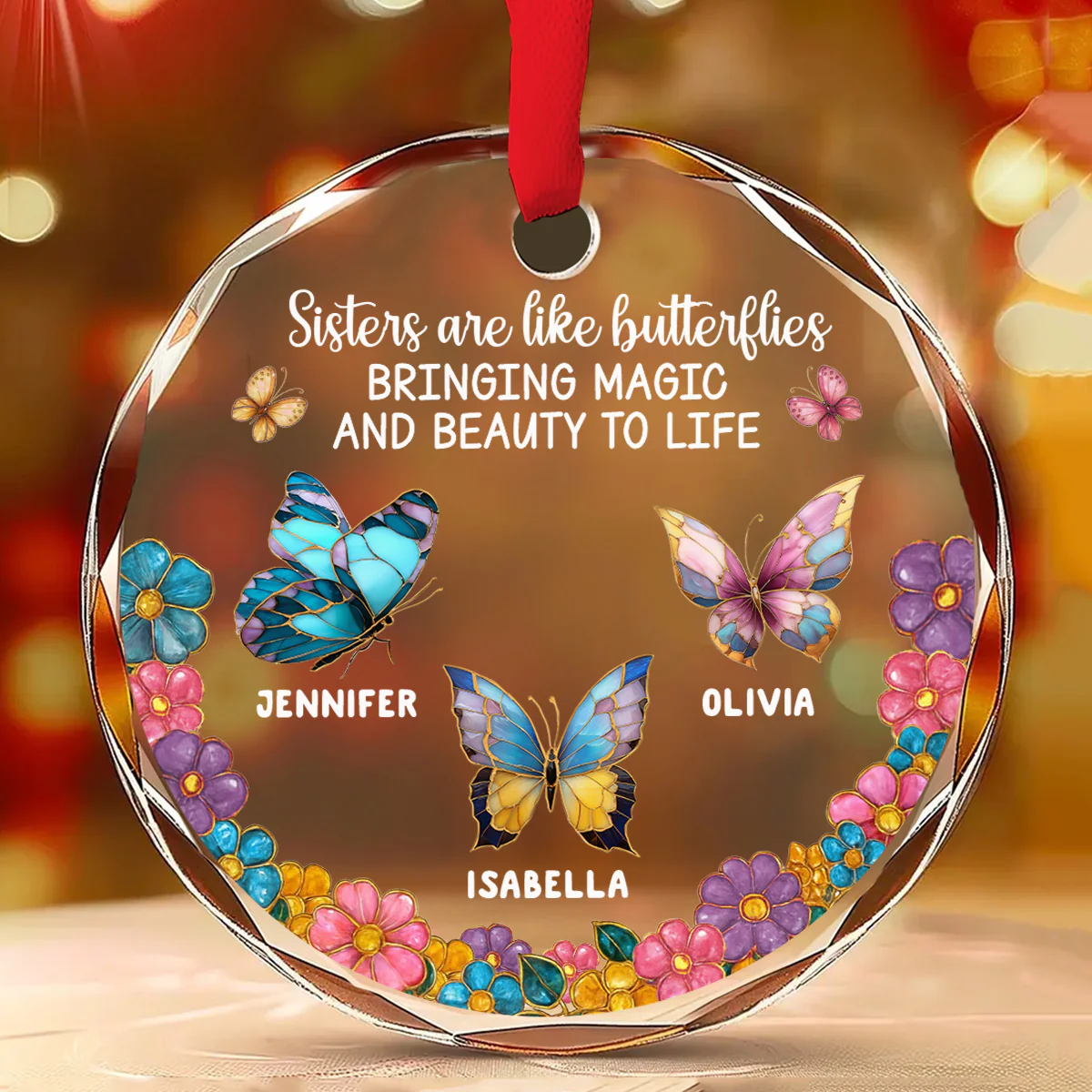 Beauty And Magic - Personalized Custom Glass Ornament - Image 2