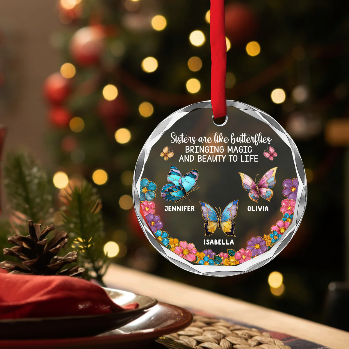 Beauty And Magic - Personalized Custom Glass Ornament - Image 4