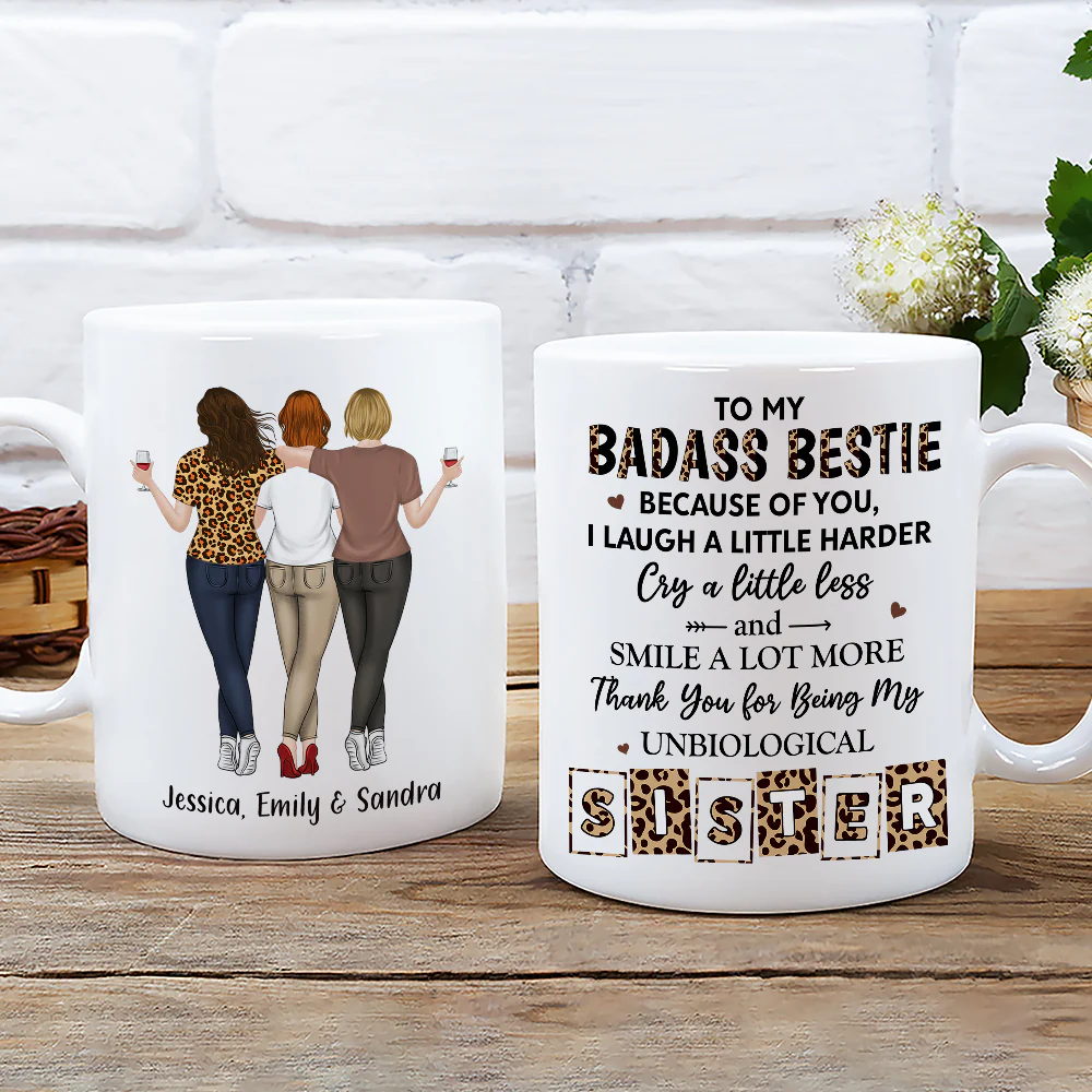 Because Of You Bestie - Personalized Custom Coffee Mug - Image 3