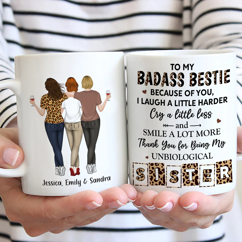 Because Of You Bestie - Personalized Custom Coffee Mug - Image 4