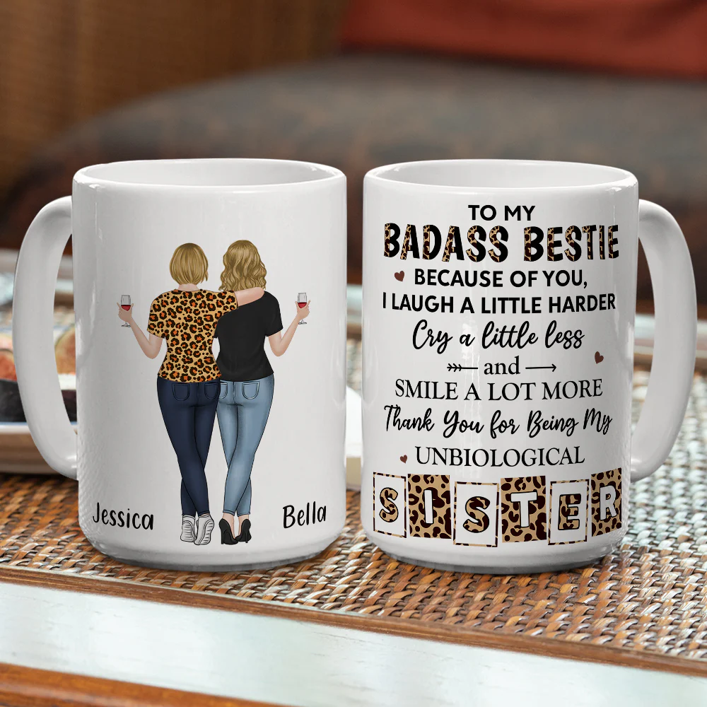 Because Of You Bestie - Personalized Custom Coffee Mug - Image 5