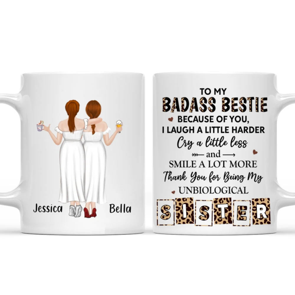 Because Of You Bestie - Personalized Custom Coffee Mug - Image 7