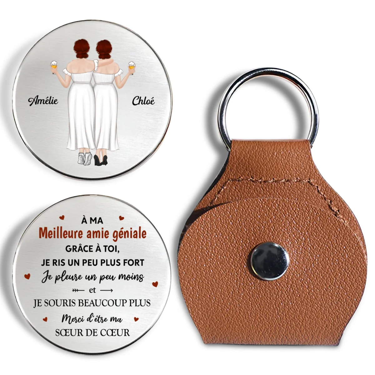 Because Of You I Laugh A Little Harder 2 French - Personalized Custom Pocket Hug - Image 6