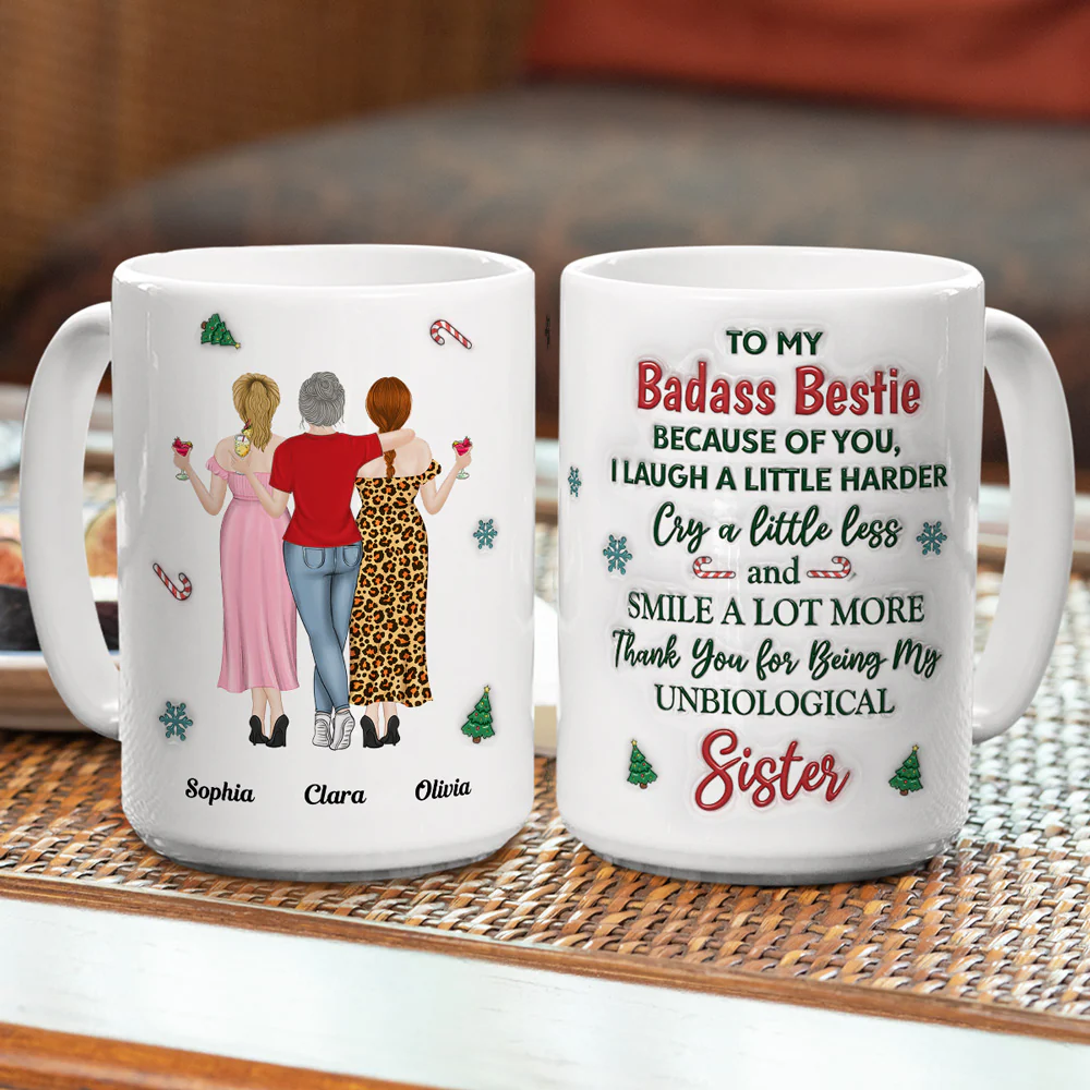 Because Of You I Laugh A Little Harder Christmas - Personalized Custom 3D Inflated Effect Mug - Image 5