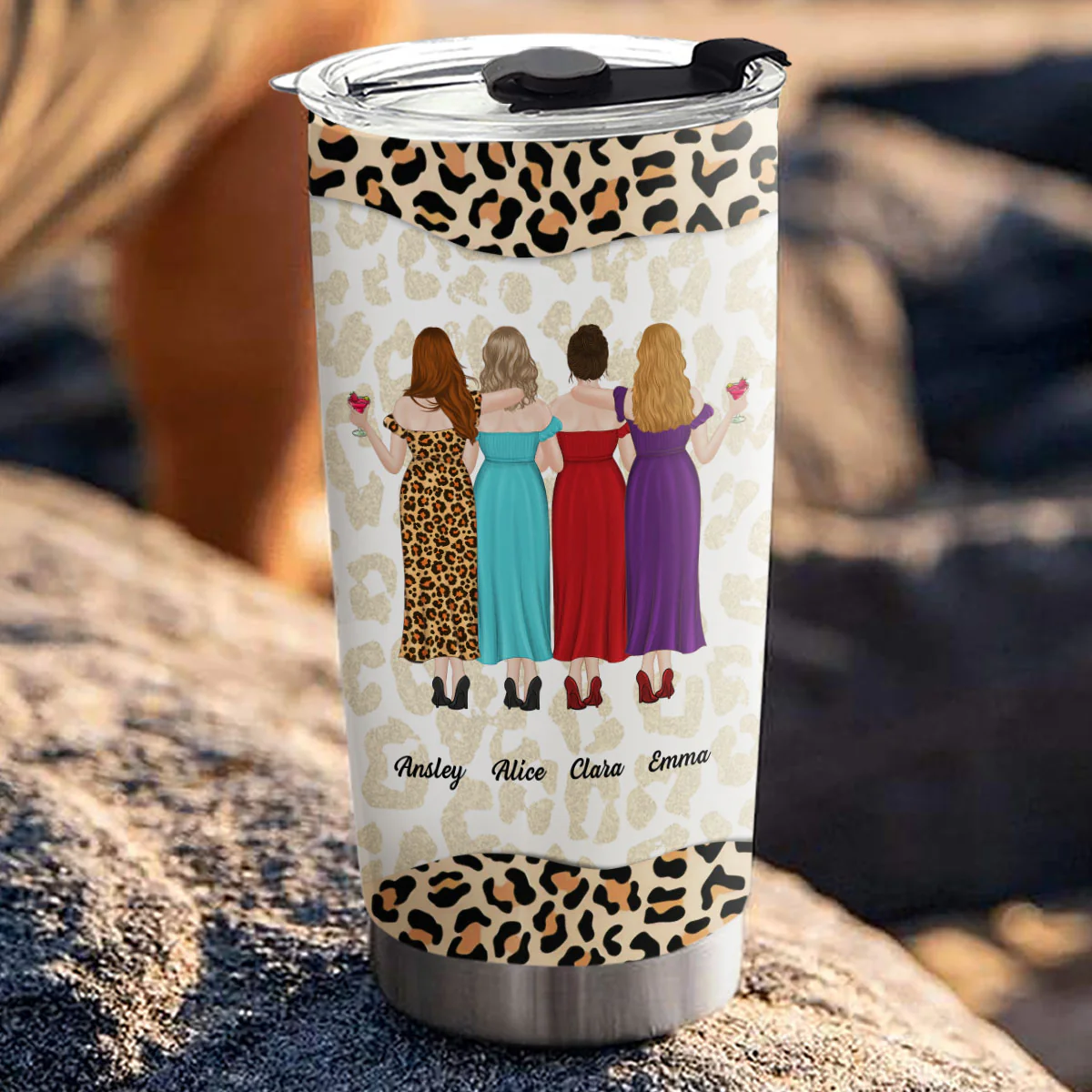 Because Of You I Laugh A Little Harder My Badass Bestie - Personalized Custom Tumbler - Image 3