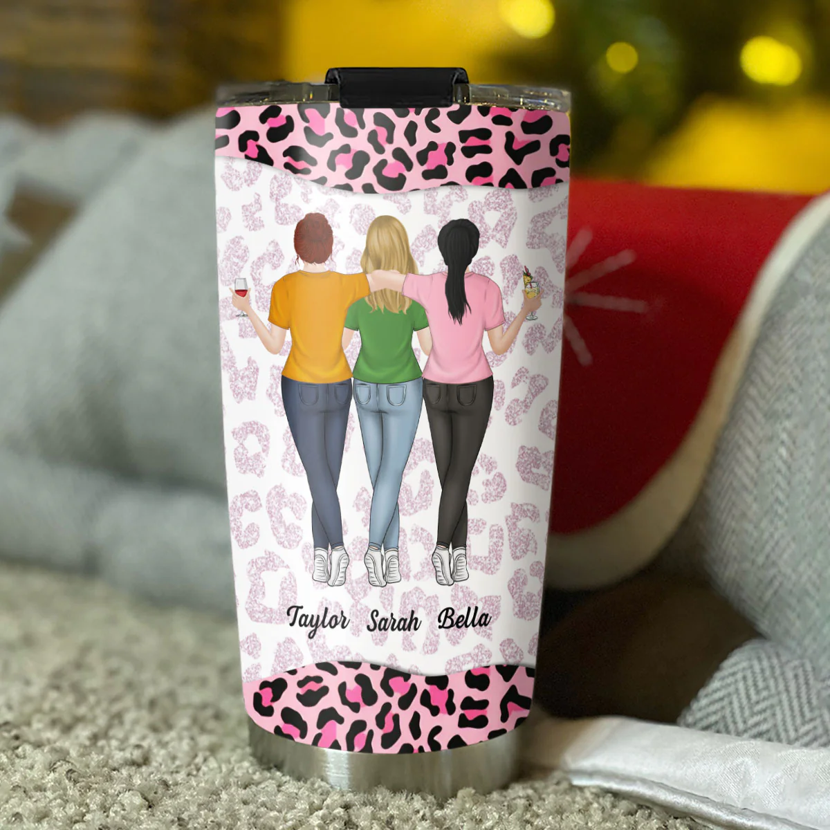 Because Of You I Laugh A Little Harder My Badass Bestie - Personalized Custom Tumbler - Image 5