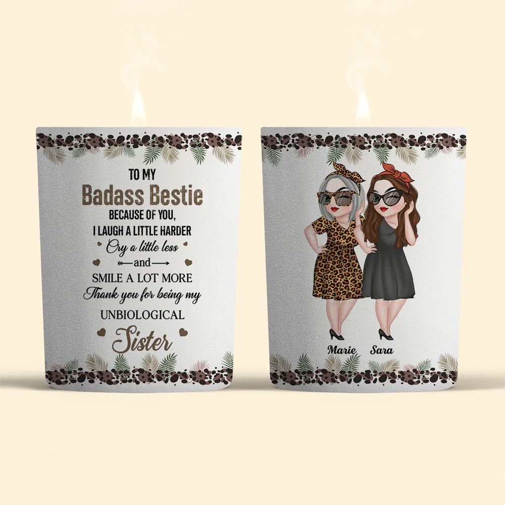 Because Of You I Laugh A Little Harder - Personalized Custom Candle - Image 5
