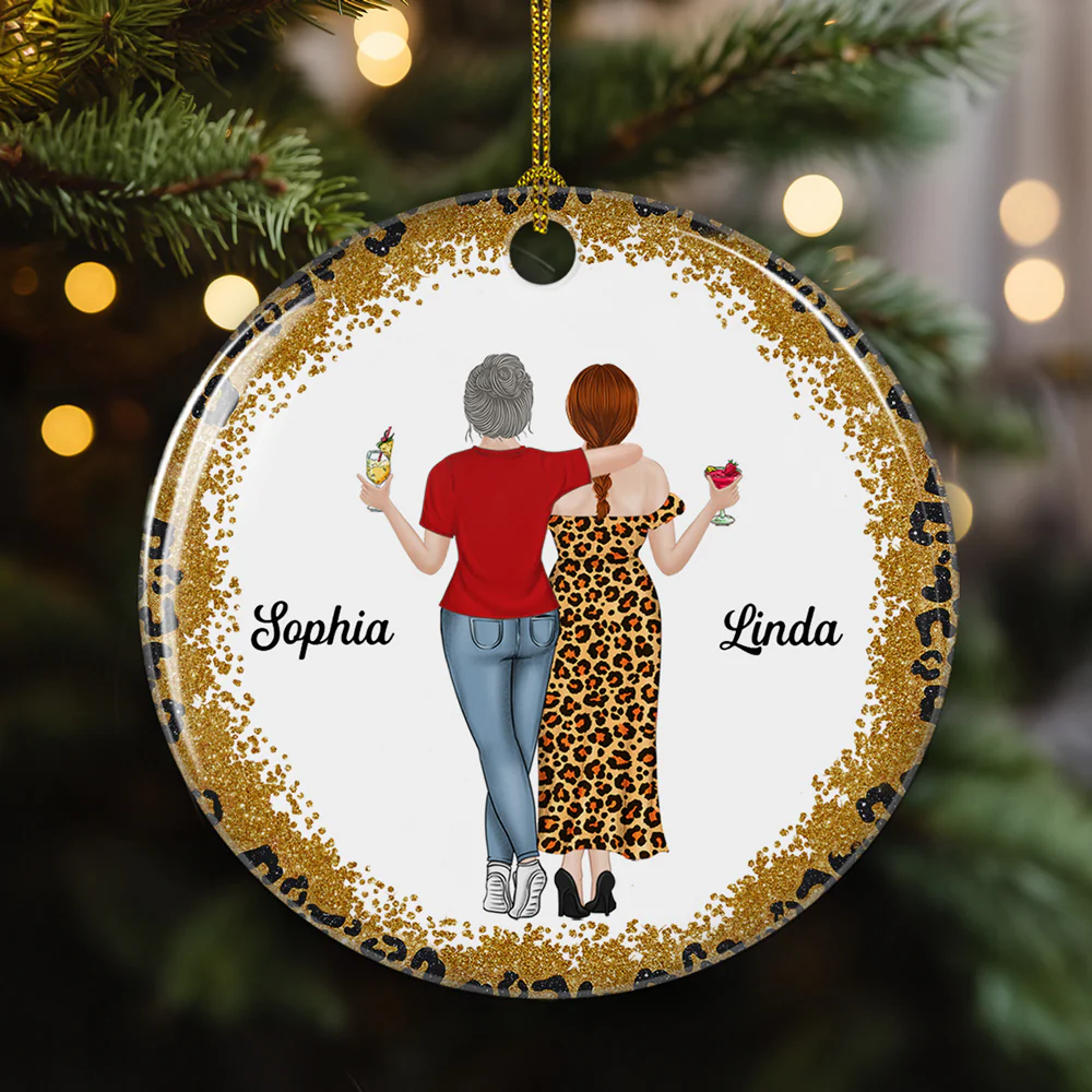 Because Of You I Laugh A Little Harder - Personalized Custom Ceramic Ornament - Image 4