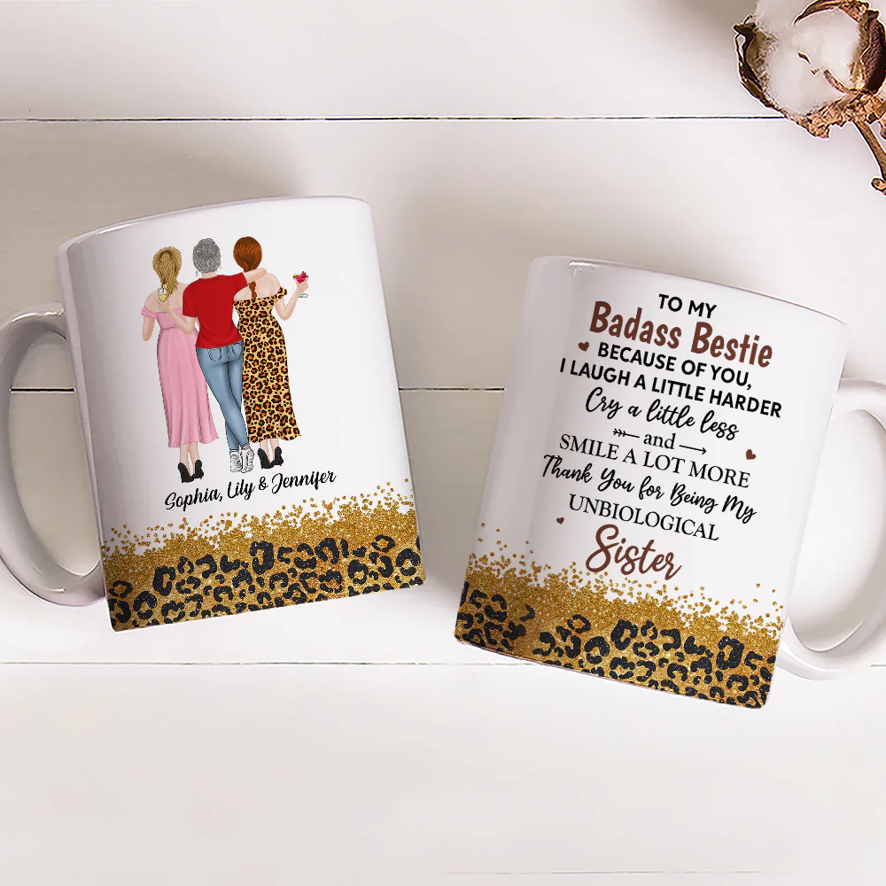Because Of You I Laugh A Little Harder - Personalized Custom Coffee Mug - Image 3