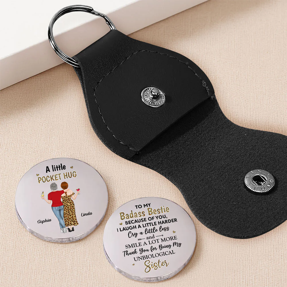 Because Of You I Laugh A Little Harder - Personalized Custom Pocket Hug - Image 2