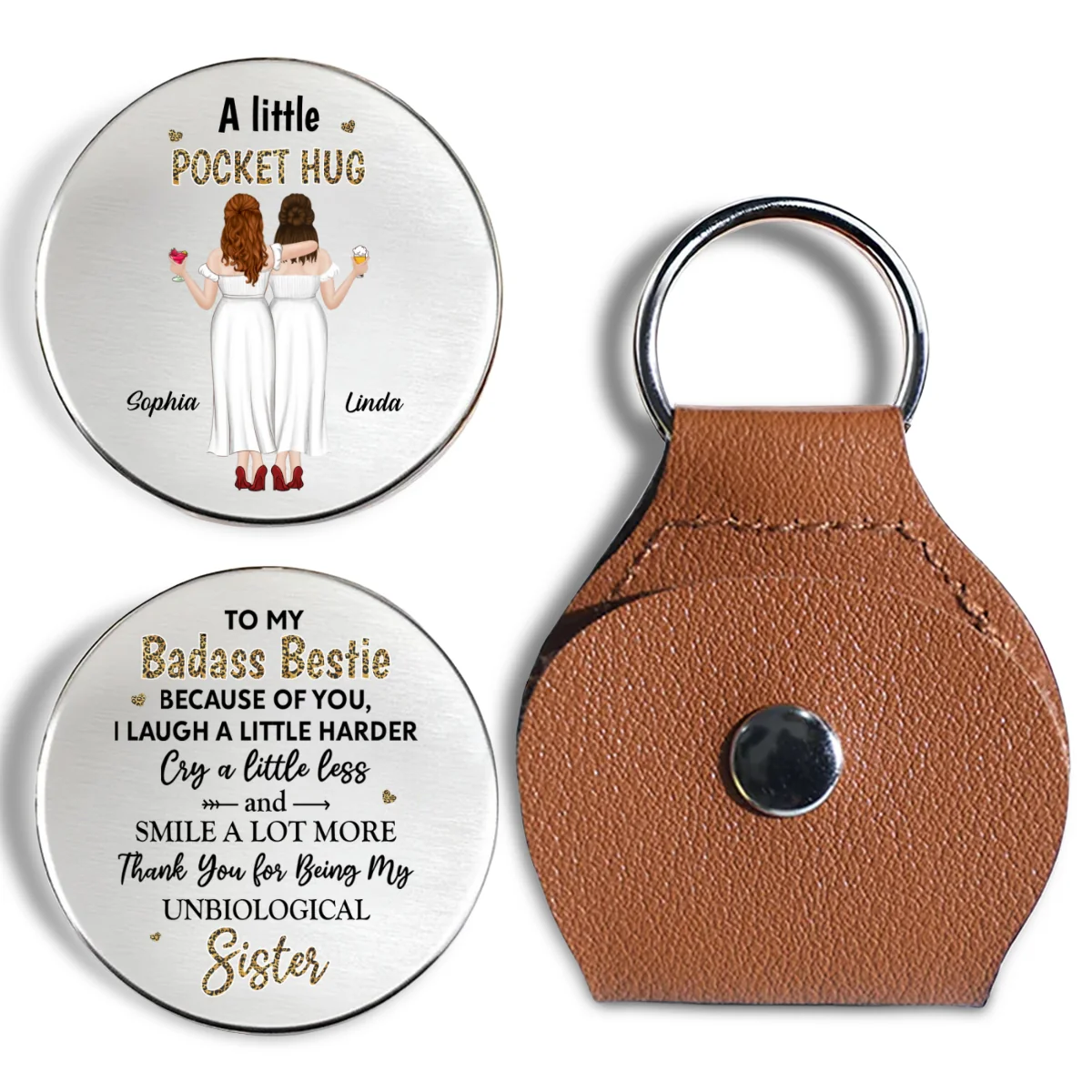 Because Of You I Laugh A Little Harder - Personalized Custom Pocket Hug - Image 8