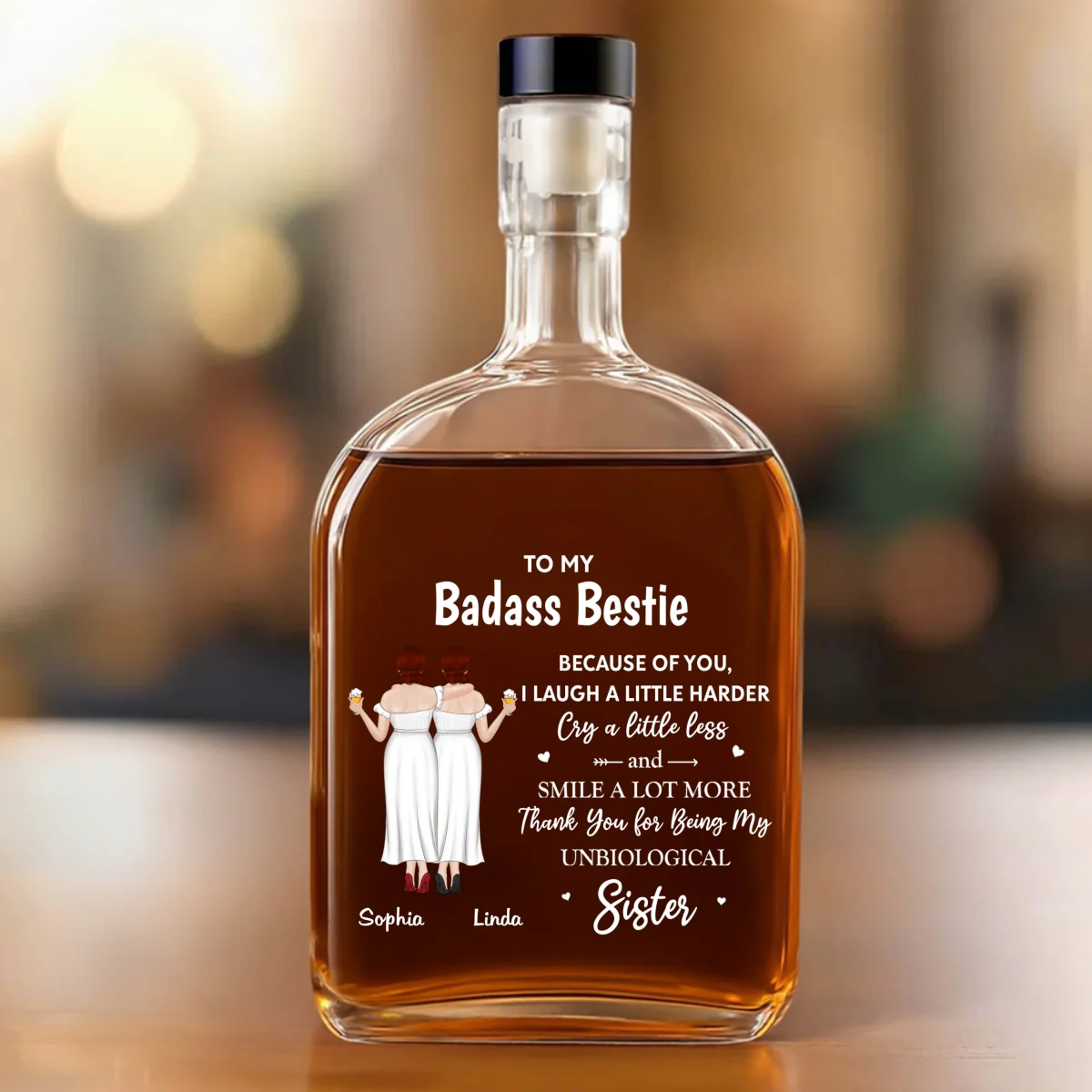 Because Of You I Laugh A Little Harder - Personalized Custom Spirits Decanter - Image 7
