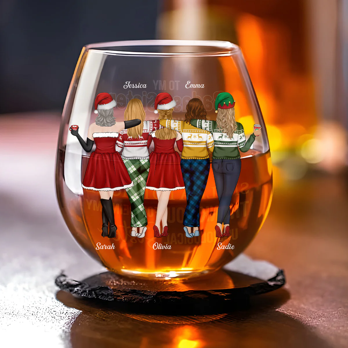Because Of You I Laugh A Little Harder - Personalized Custom Wine Glass - Image 4