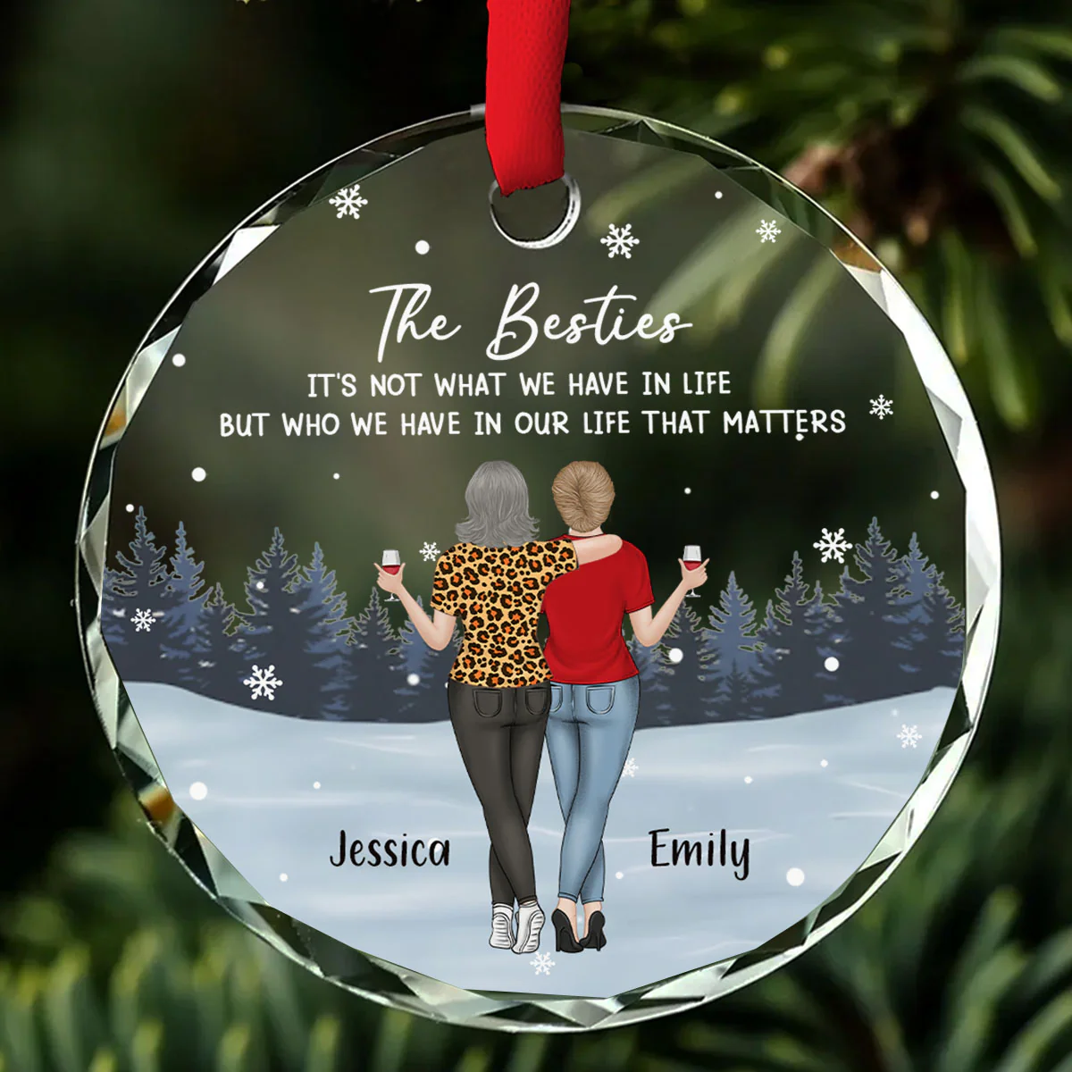 Because Of You Life Shines Brighter - Personalized Custom Glass Ornament