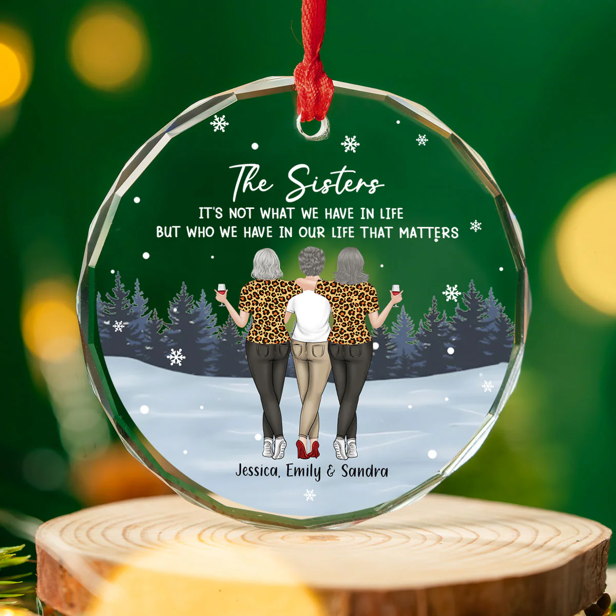Because Of You Life Shines Brighter - Personalized Custom Glass Ornament - Image 2