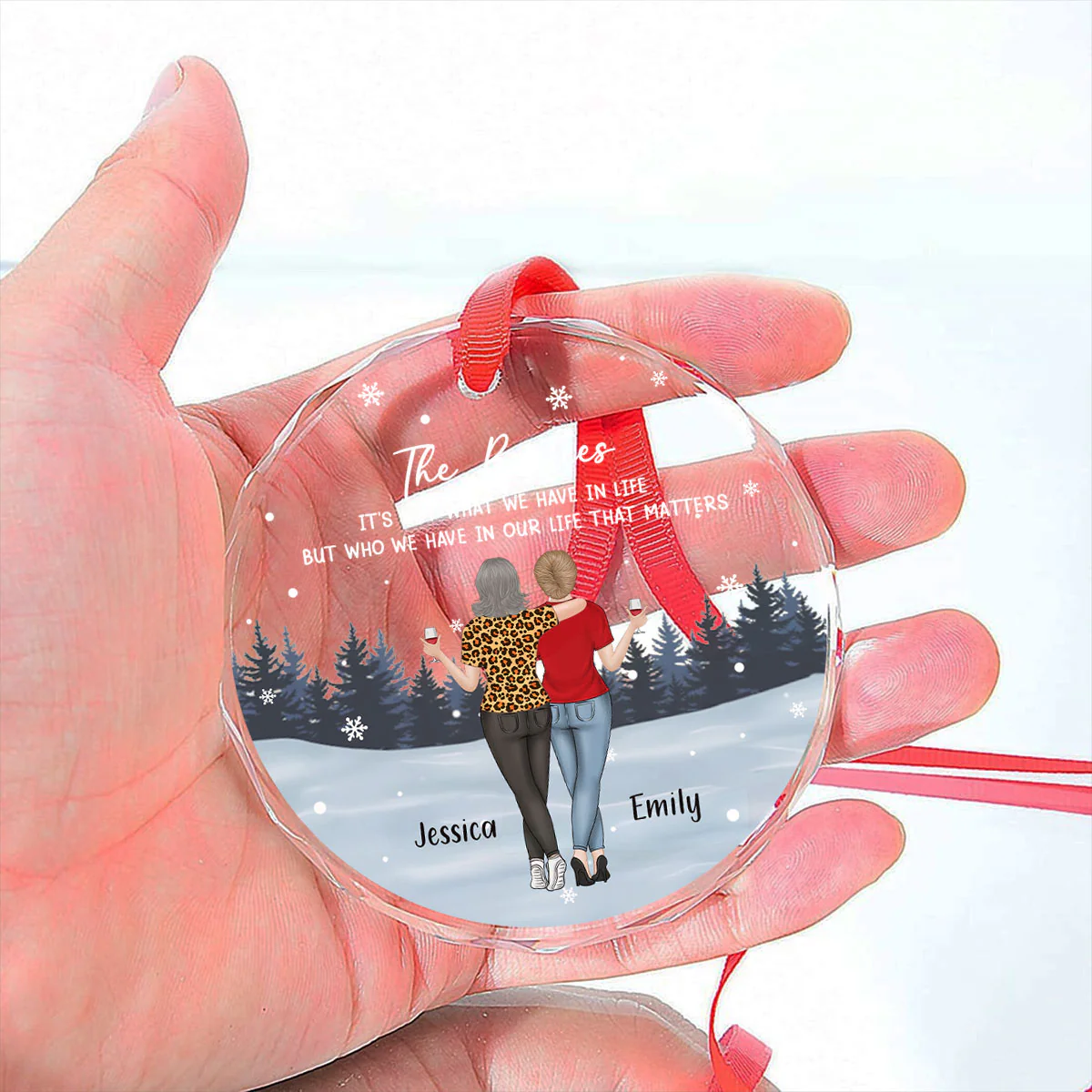 Because Of You Life Shines Brighter - Personalized Custom Glass Ornament - Image 5