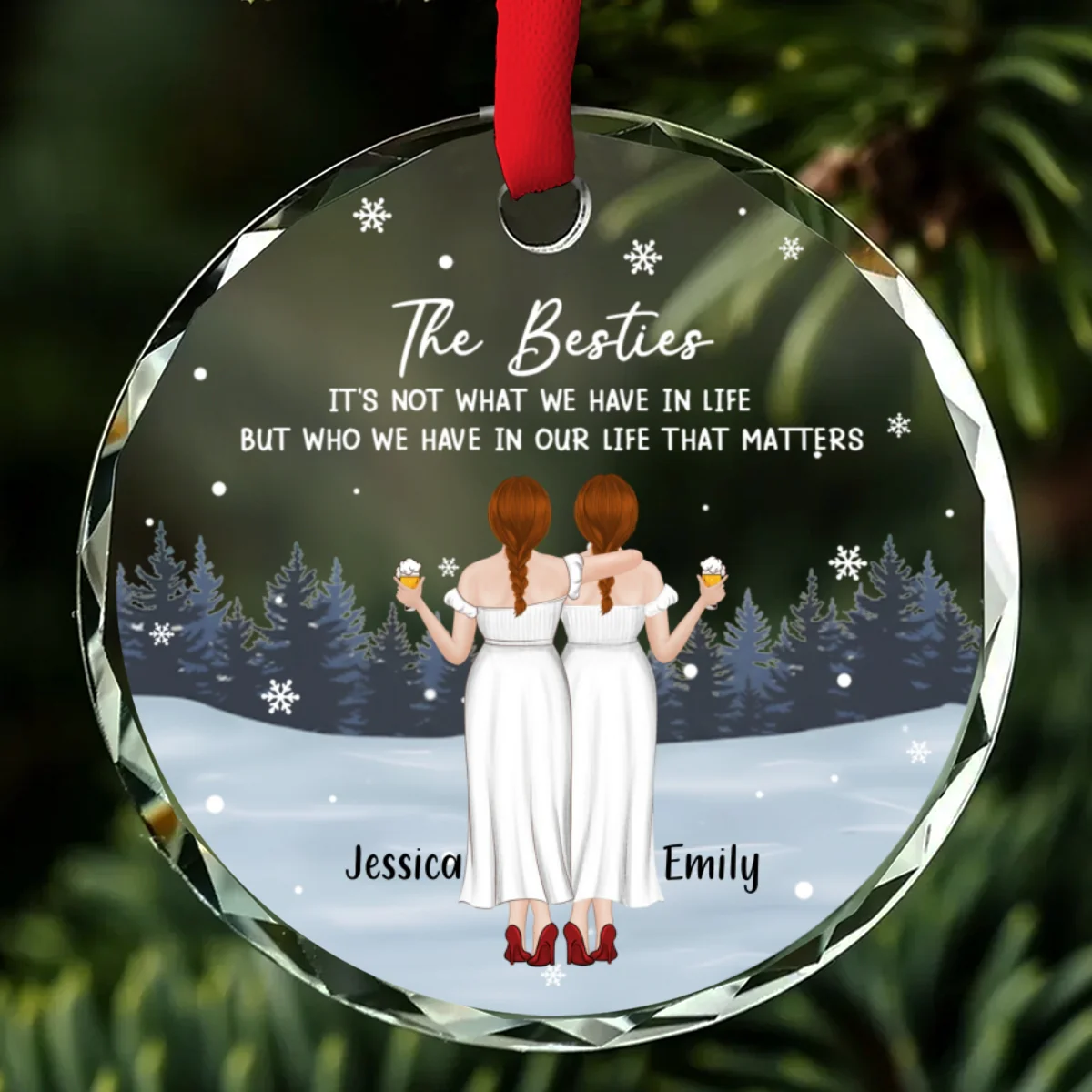 Because Of You Life Shines Brighter - Personalized Custom Glass Ornament - Image 6