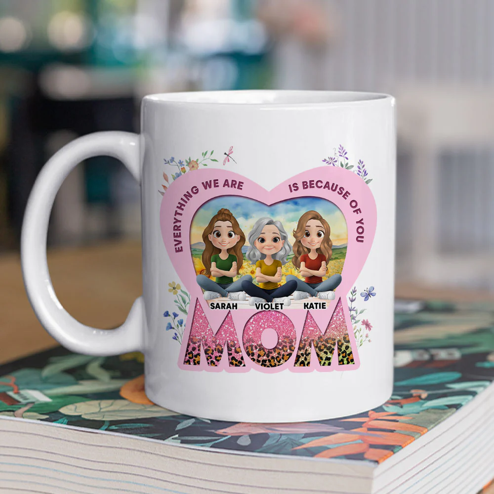 Because Of You Mom - Personalized Custom Coffee Mug - Image 2