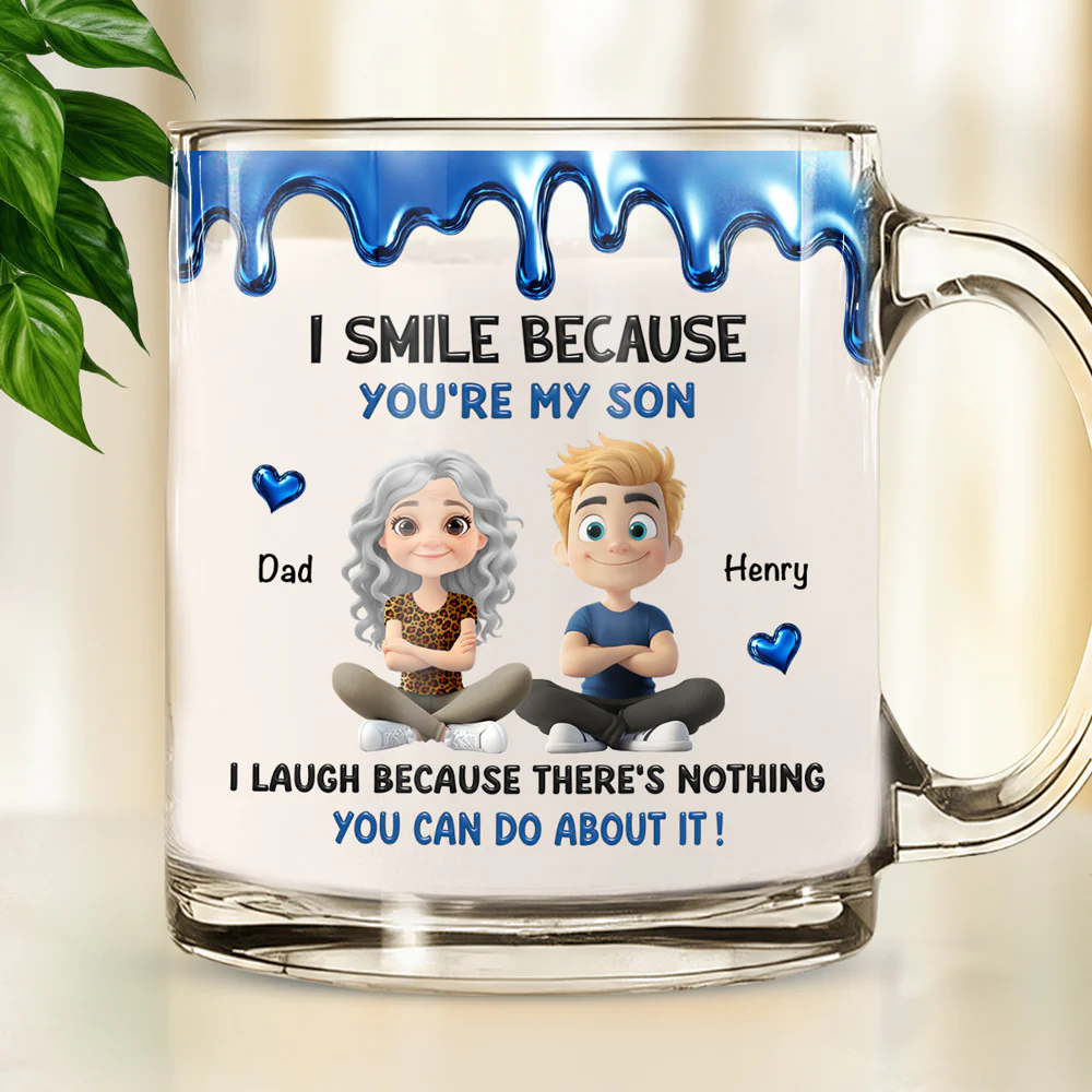 Because You Are My Son - Personalized Custom Glass Mug - Image 5