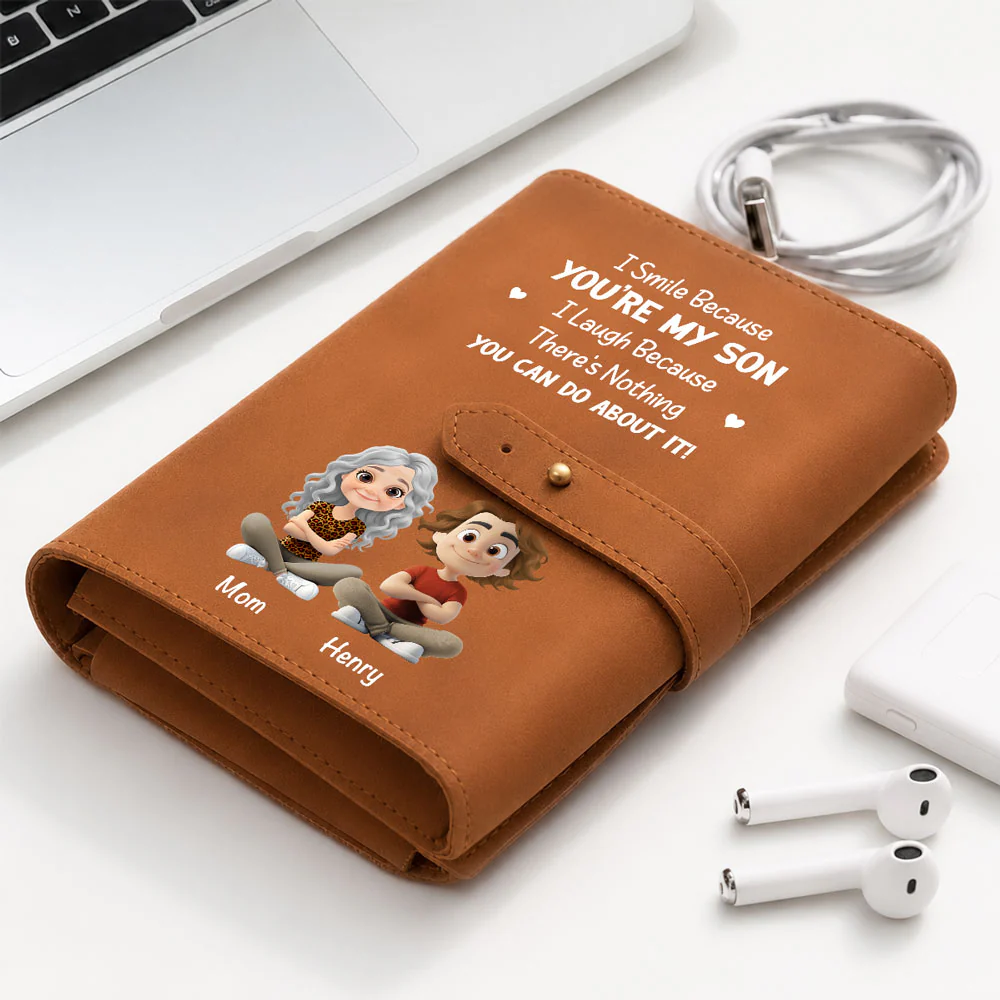 Because You Are My Son - Personalized Custom Leather Charger Bag - Image 3