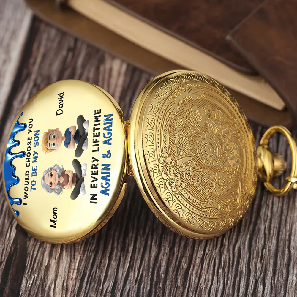 Because You Are My Son - Personalized Custom Print Pocket Watch - Image 2