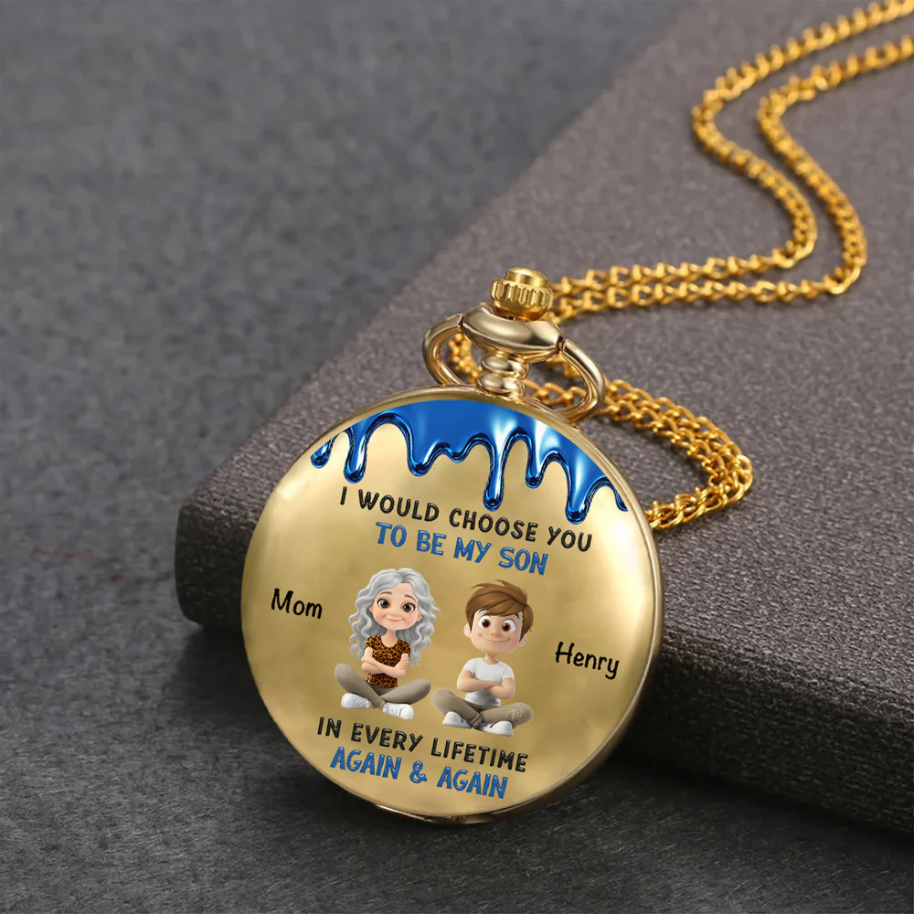 Because You Are My Son - Personalized Custom Print Pocket Watch - Image 3